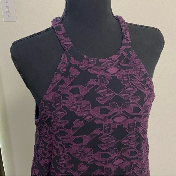 Free People Dress Women’s Size Small Black Purple Halter Swing Mini Dress - Picture 4 of 14
